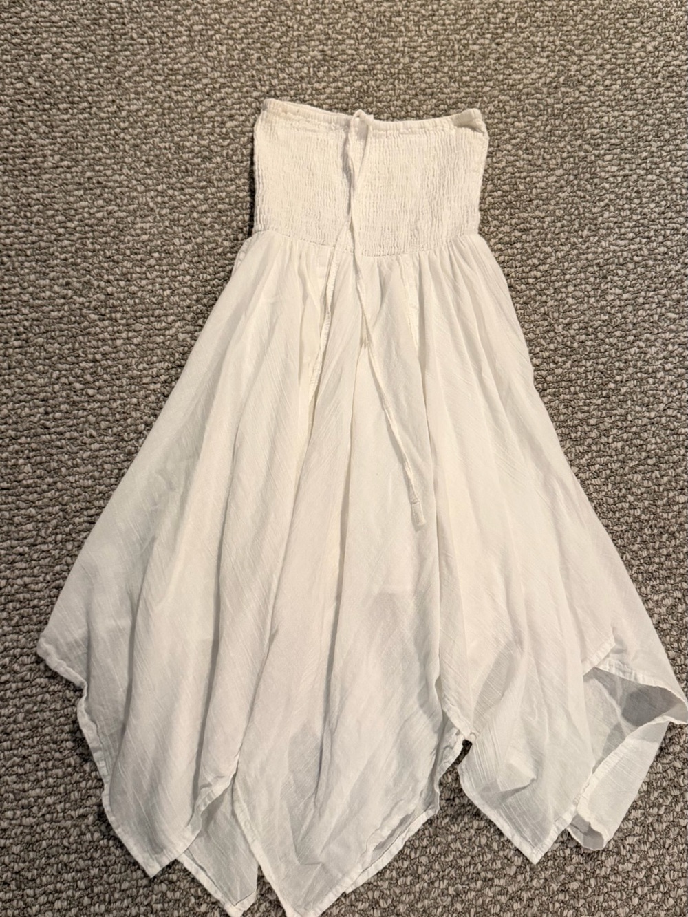 Women's White Strapless Handkerchief Hem Dress/ Swim coverup Small